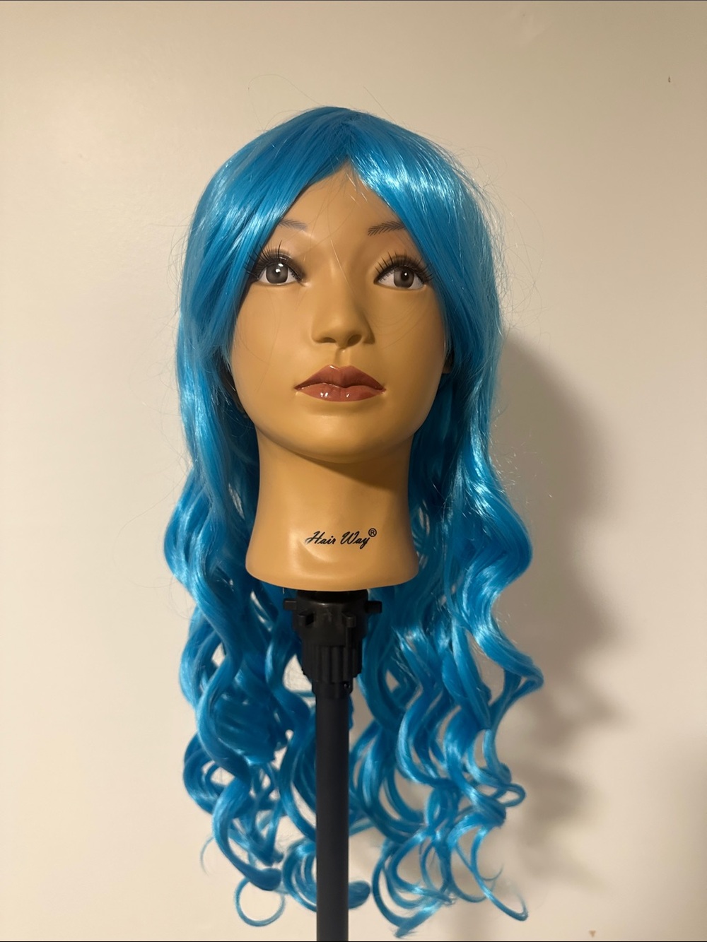 Bright Blue Long Wavy Synthetic Wig